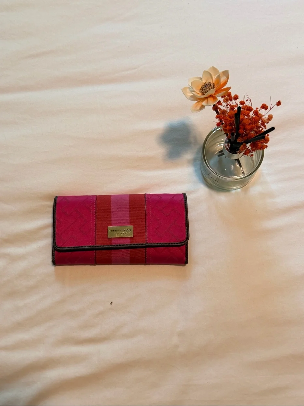Tommy Hilfiger Pink & Fuchsia Striped Continental Wallet